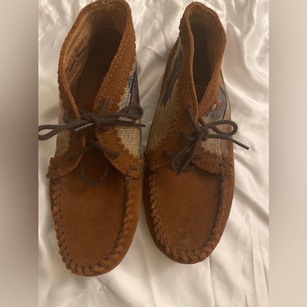 Suede Embroidered Minnetonka Moccasin Booties